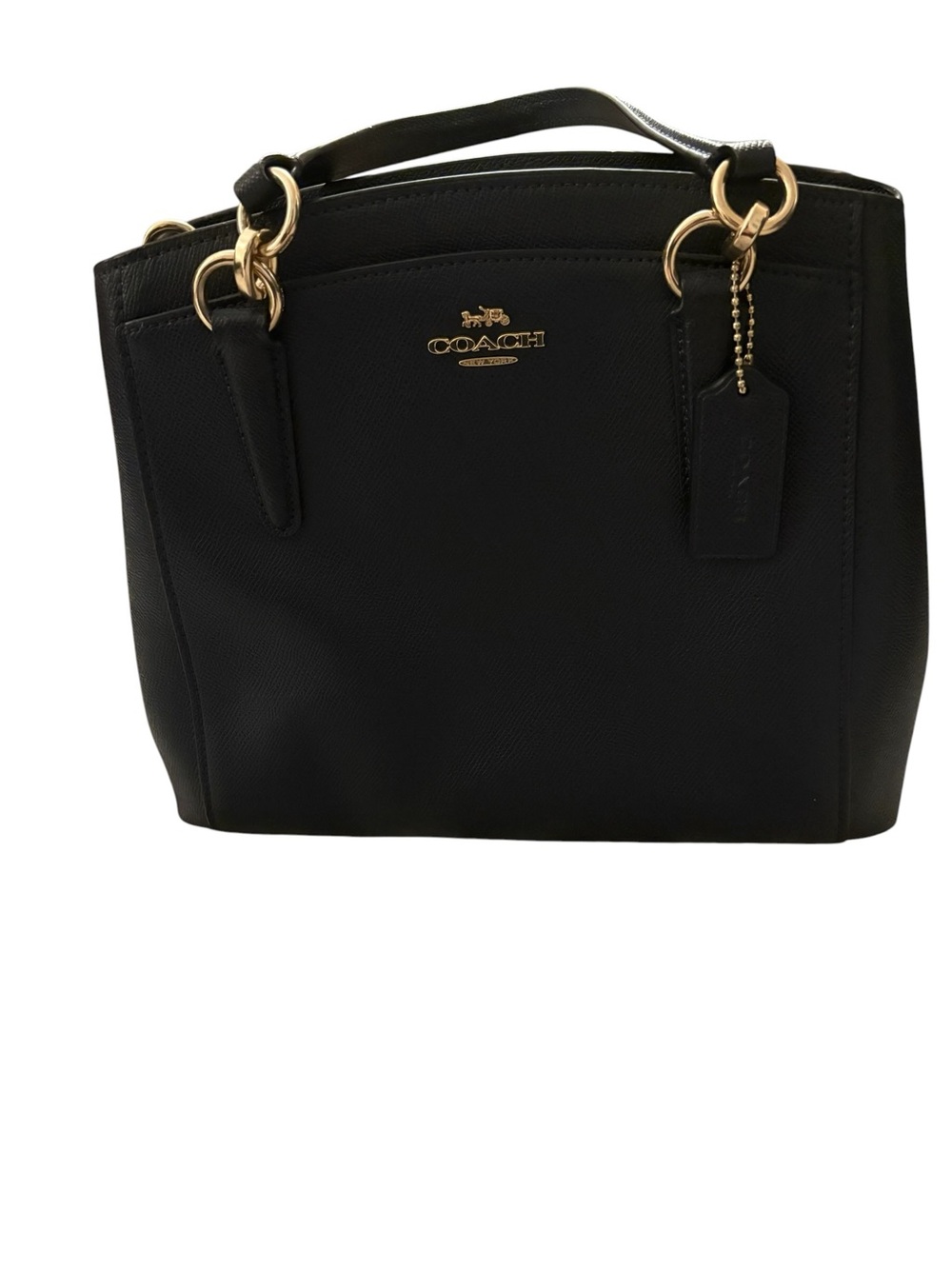Coach Navy blue Leather Tote with Gold Accents - Picture 2 of 10